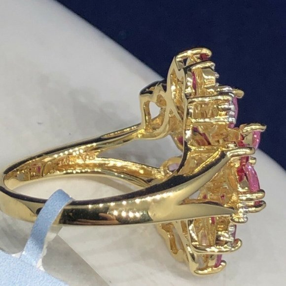 14k Gold  Ruby & Sapphire Cluster Ring - Size 6 MSRP $225 - Picture 3 of 4